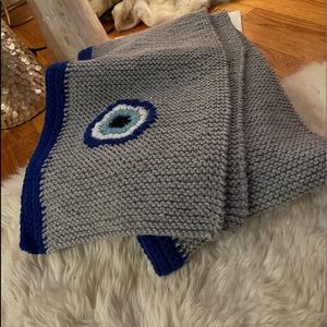 Grey/cobalt trimmed handmade evil eye 🧿 scarf